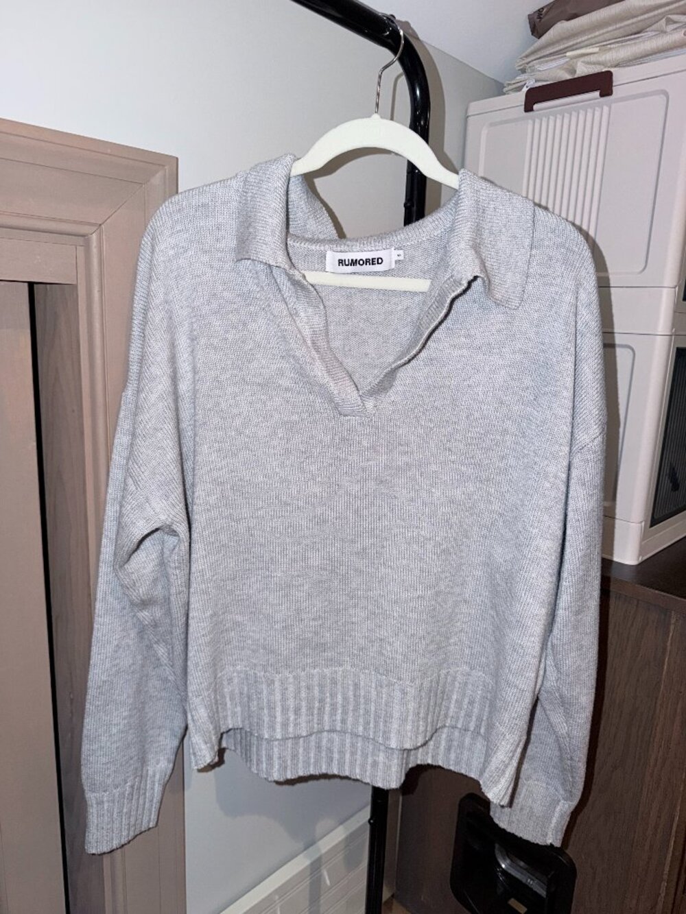 Rumored Delancey Knit Sweater in Pearl Gray, Size S